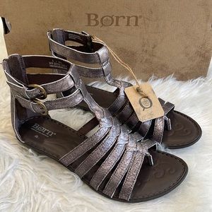 Woman Shoes BORN Gladiator Sandals Nikki US 6 Pewter